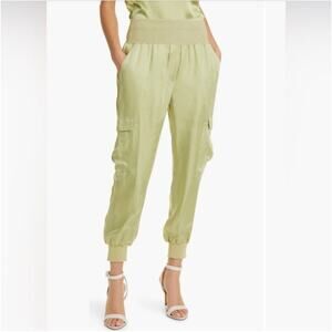 Cinq a Sept Pants Womens Small Green Giles Cupro Jogger Cargo Crop Pull On Tea